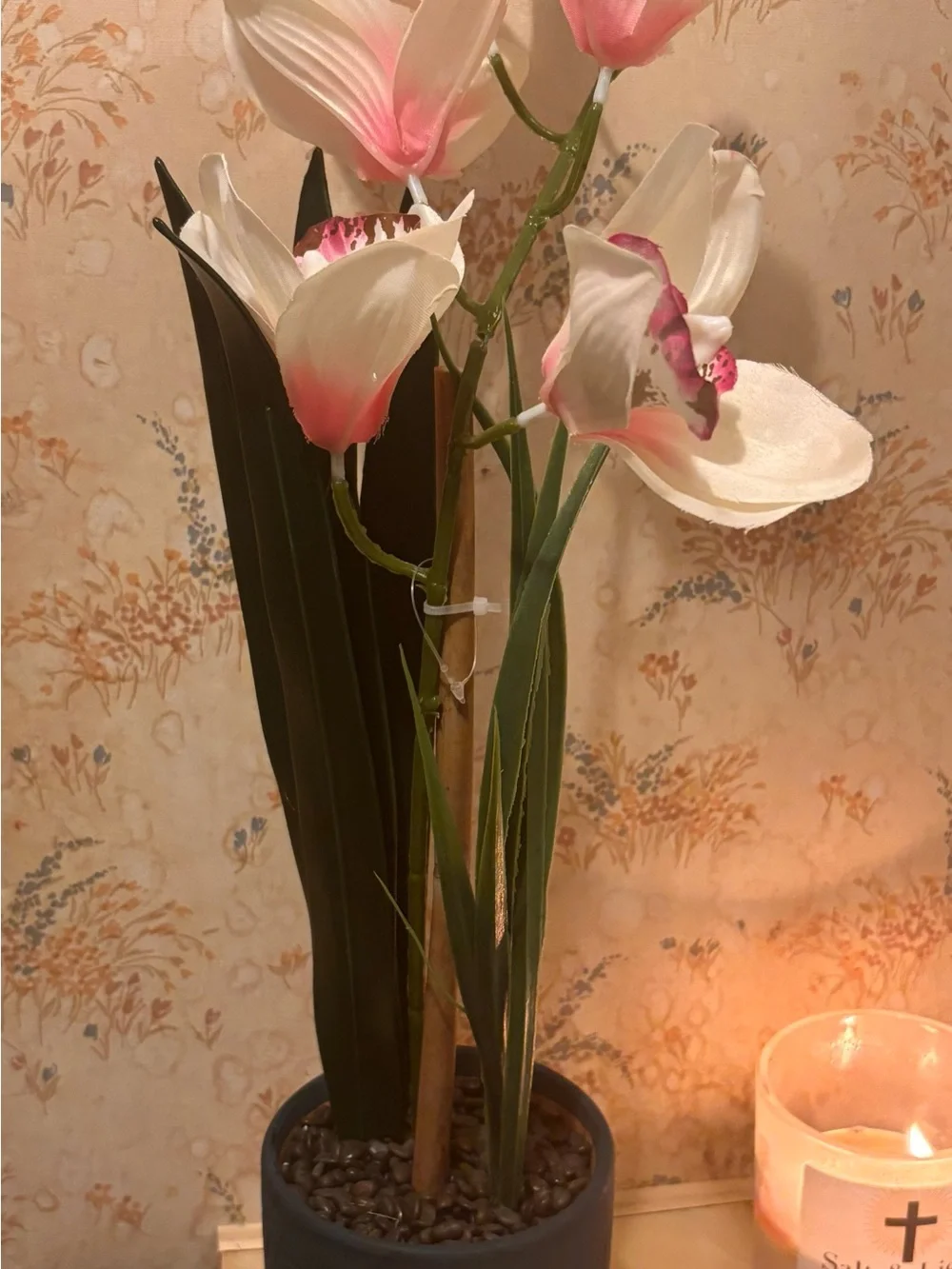Artificial Orchid Stem in White and Pink - Home Accents